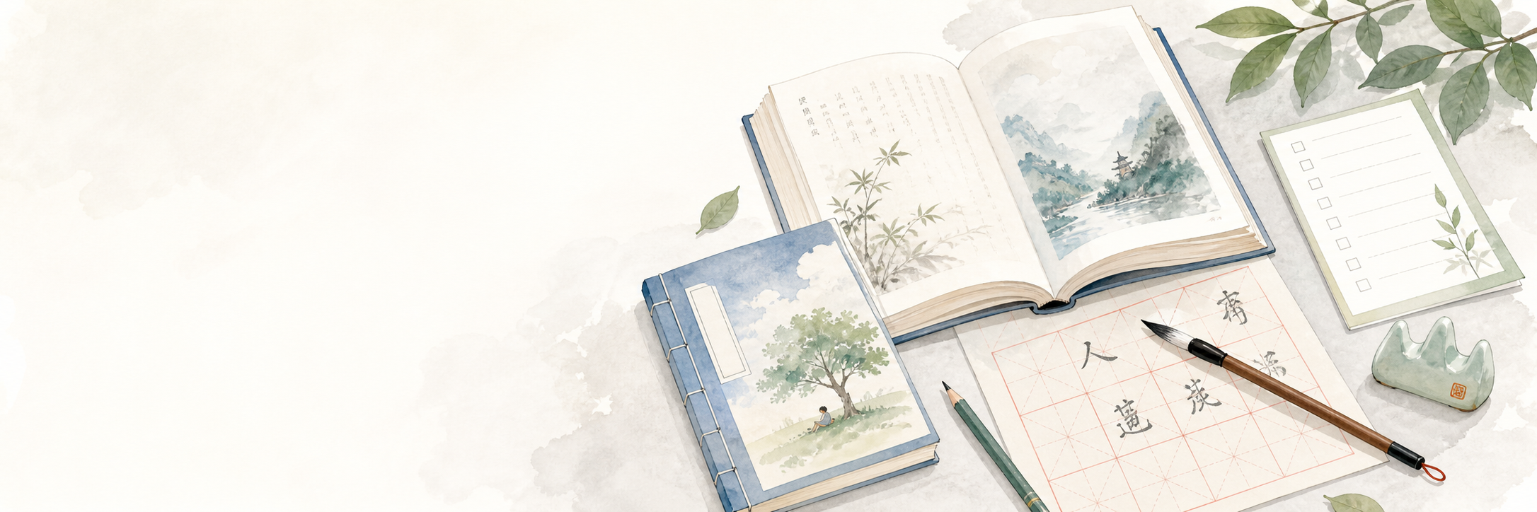 暑期学习书桌插图